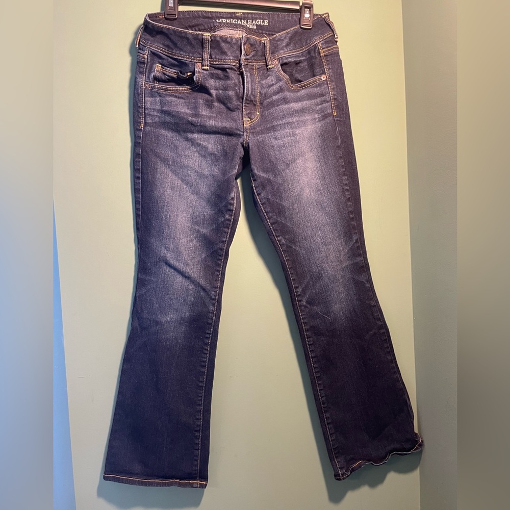American eagle, ladies jeans, stretchy, kick boot style size 12 short.